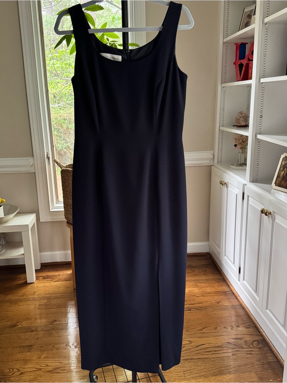 Maggy London Navy Sleeveless Maxi|Midi Sheath Dress